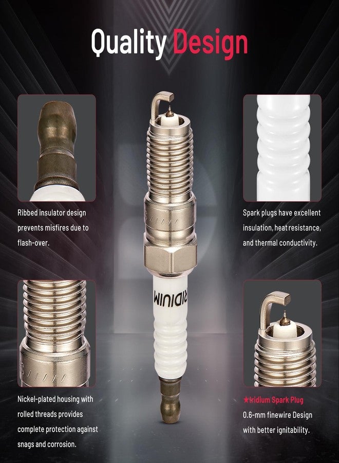 BDFHYK مجموعة شمعات إشعال BDFHYK مكونة من 8 قطع، متوافقة مع سيارات فورد كراون فيكتوريا E250 وE350 وE450 وF150، ومتوافقة مع سيارات أودي A8 وA8 كواترو، ومتوافقة مع سيارات لينكولن نافيجيتور، بديلة لشمعات الإشعال SP493 وSP479. - Image 3