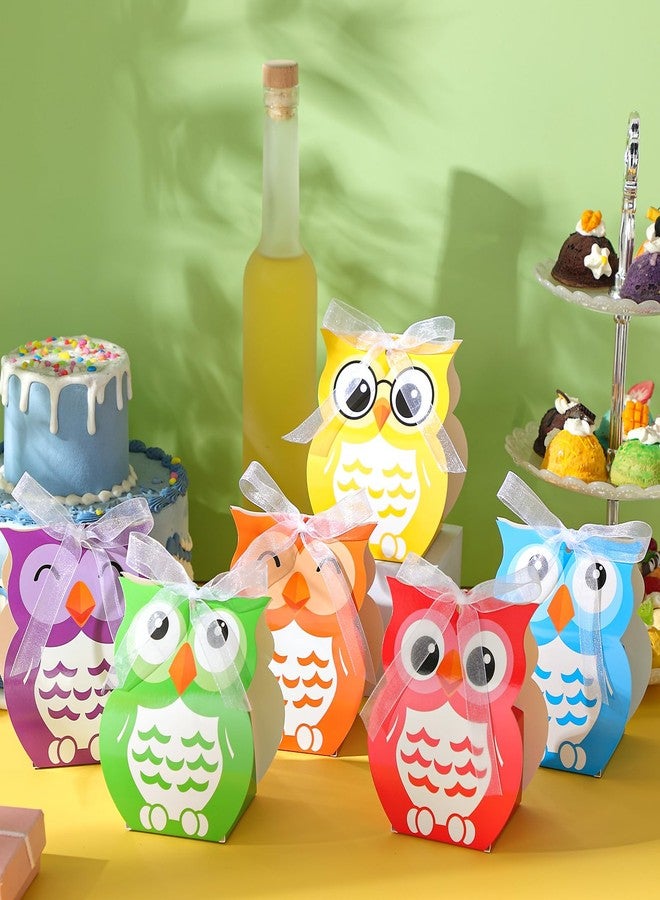 SilTriangle 24 Sets of Owl Party Favor Boxes Candy Treat Boxes with Mesh Straps for Animal Theme Party Birthday Decoration Supplies(Colorful) - Image 4