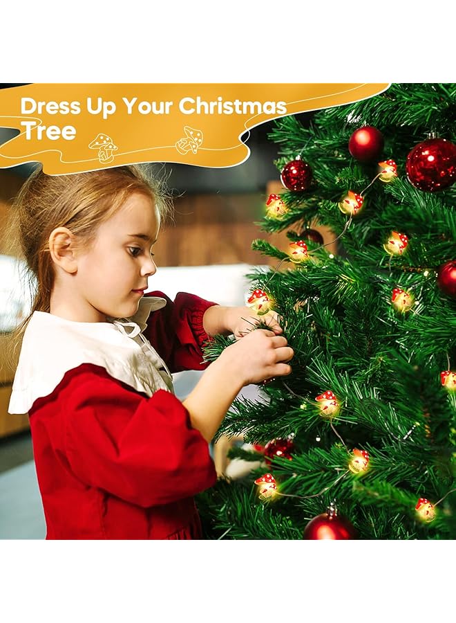 erorex Led Fairy String Lights Decorative Lights 3M 10Ft 20Leds Battery Operated String Lights For Indoor And Outdoor Party Wedding And Holiday Decorations Mushroom - Image 2