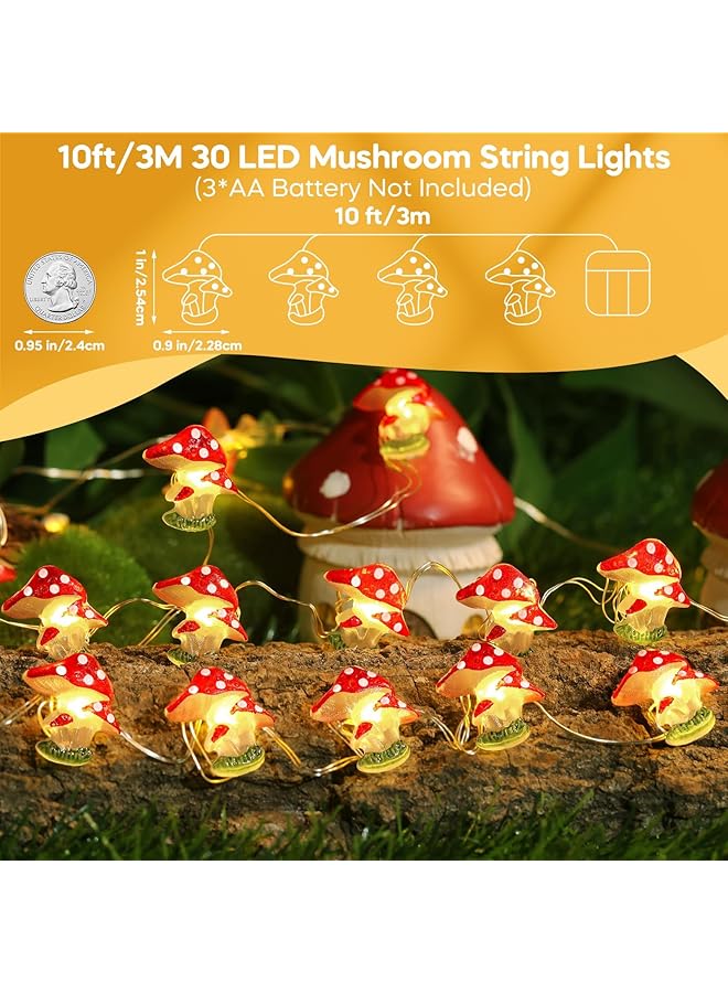erorex Led Fairy String Lights Decorative Lights 3M 10Ft 20Leds Battery Operated String Lights For Indoor And Outdoor Party Wedding And Holiday Decorations Mushroom - Image 3