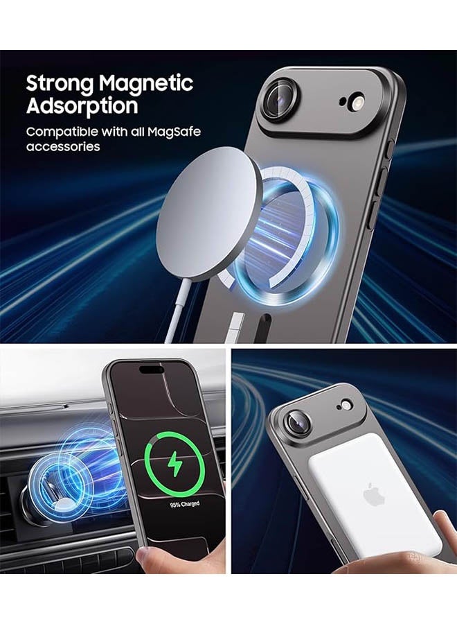 حالة مغناطيسية لآيفون 17 إير، [توافق مع MagSafe] [مدمج بحماية عدسة الكاميرا] [خفة ورقمش] حافظة هاتف من السيليكون الناعم مقاومة للصدمات بلمسة معدنية لآيفون 17 إير 6.5 بوصة، رمادي - Image 3