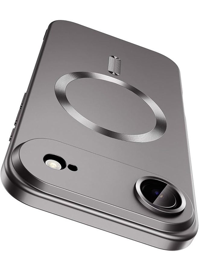حالة مغناطيسية لآيفون 17 إير، [توافق مع MagSafe] [مدمج بحماية عدسة الكاميرا] [خفة ورقمش] حافظة هاتف من السيليكون الناعم مقاومة للصدمات بلمسة معدنية لآيفون 17 إير 6.5 بوصة، رمادي - Image 1