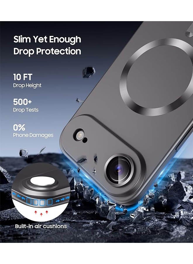 حالة مغناطيسية لآيفون 17 إير، [توافق مع MagSafe] [مدمج بحماية عدسة الكاميرا] [خفة ورقمش] حافظة هاتف من السيليكون الناعم مقاومة للصدمات بلمسة معدنية لآيفون 17 إير 6.5 بوصة، رمادي - Image 4