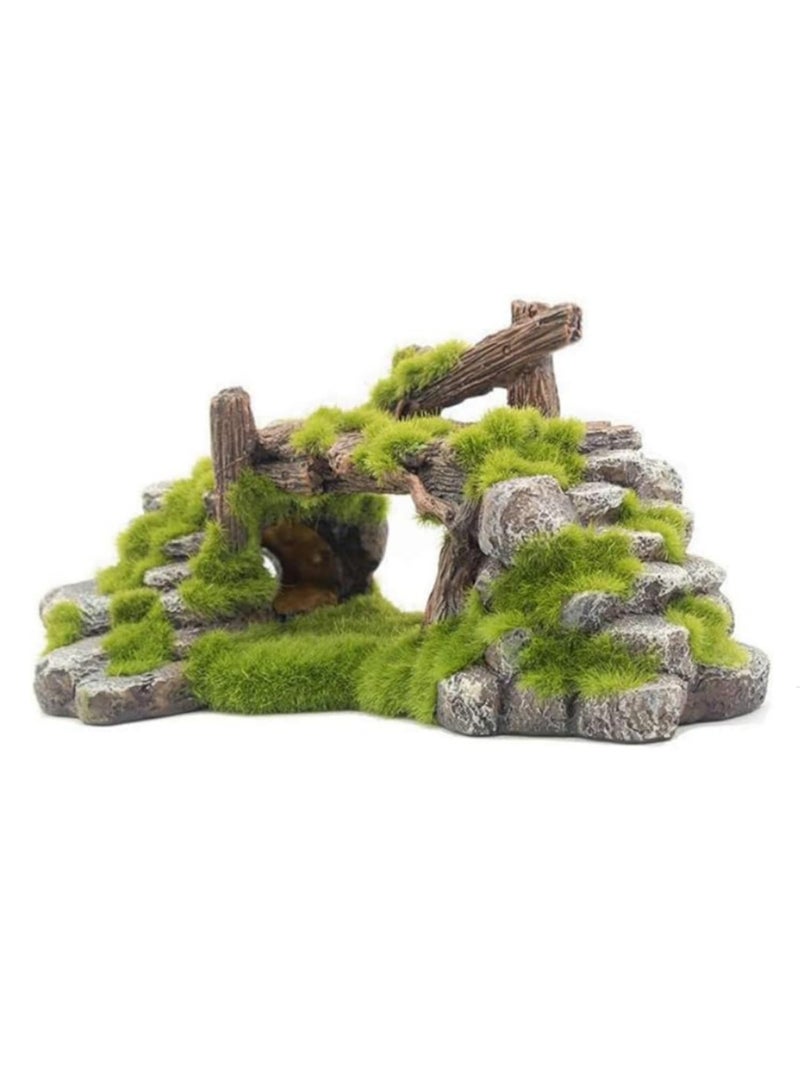 1pcs Creative Moss Rockery Shape Fish Tank Ornaments Decoration Landscaping Resin Rockery Aquarium Resin Rockery Fresh & Saltwater Use Home Craft Ornaments - Image 1