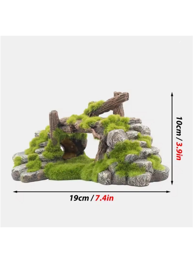 1pcs Creative Moss Rockery Shape Fish Tank Ornaments Decoration Landscaping Resin Rockery Aquarium Resin Rockery Fresh & Saltwater Use Home Craft Ornaments - Image 2