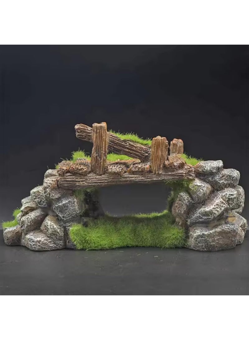 1pcs Creative Moss Rockery Shape Fish Tank Ornaments Decoration Landscaping Resin Rockery Aquarium Resin Rockery Fresh & Saltwater Use Home Craft Ornaments - Image 3