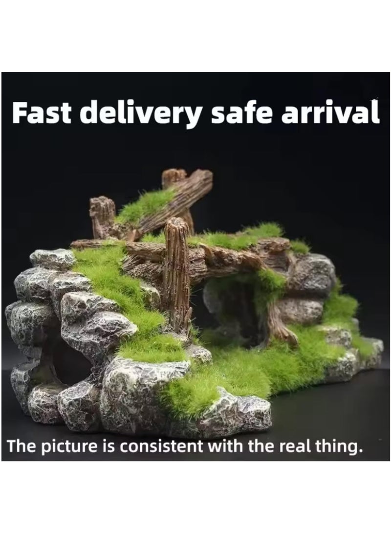 1pcs Creative Moss Rockery Shape Fish Tank Ornaments Decoration Landscaping Resin Rockery Aquarium Resin Rockery Fresh & Saltwater Use Home Craft Ornaments - Image 4