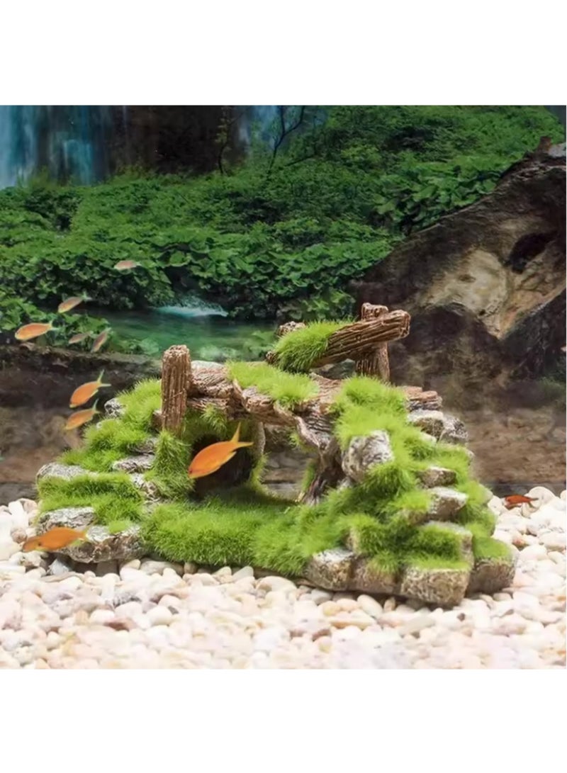 1pcs Creative Moss Rockery Shape Fish Tank Ornaments Decoration Landscaping Resin Rockery Aquarium Resin Rockery Fresh & Saltwater Use Home Craft Ornaments - Image 5