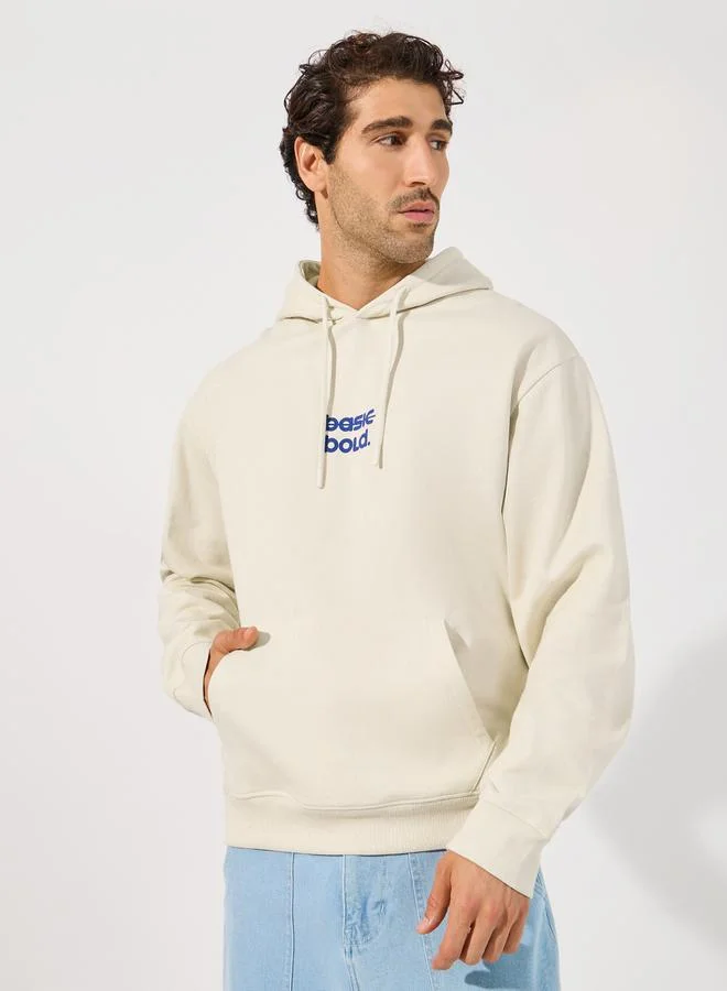 Styli Minimal Chest Print Relaxed Fit Hoodie