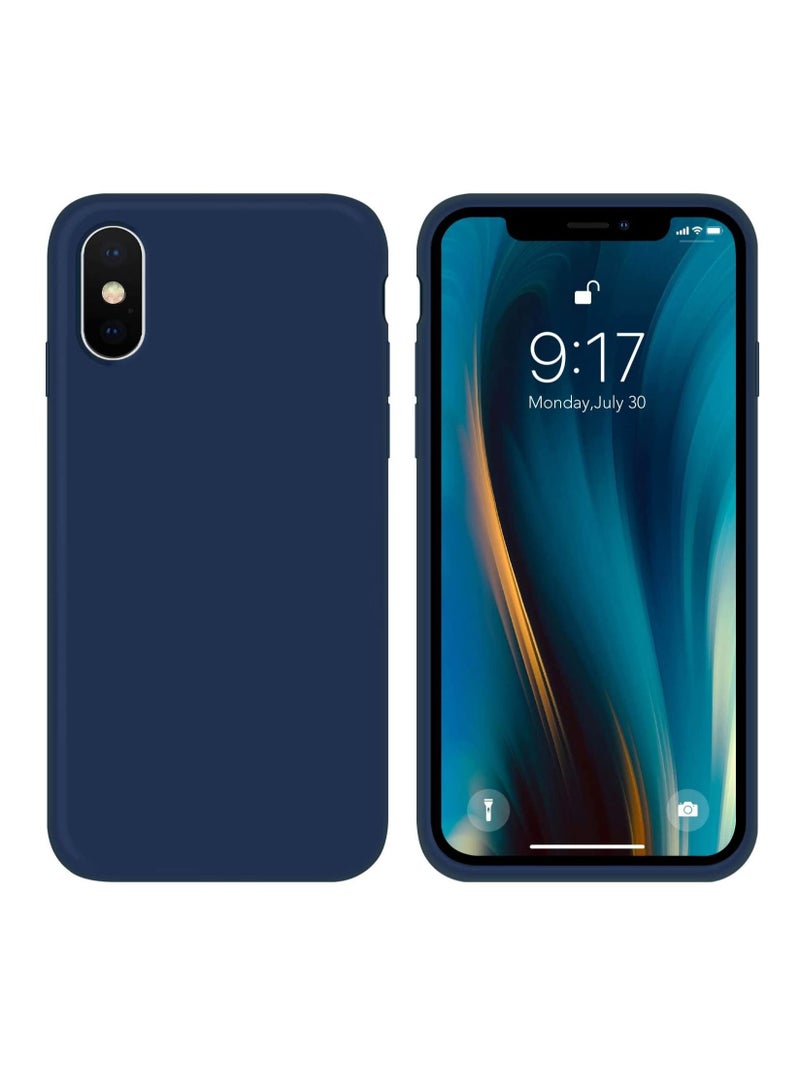 LEDIN Case for iPhone X/iPhone Xs case Liquid Silicone Gel Rubber Phone Case,iPhone X/iPhone Xs 5.8 Inch Full Body Slim Soft Microfiber Lining Protective Case (Deep Navy) - Image 1
