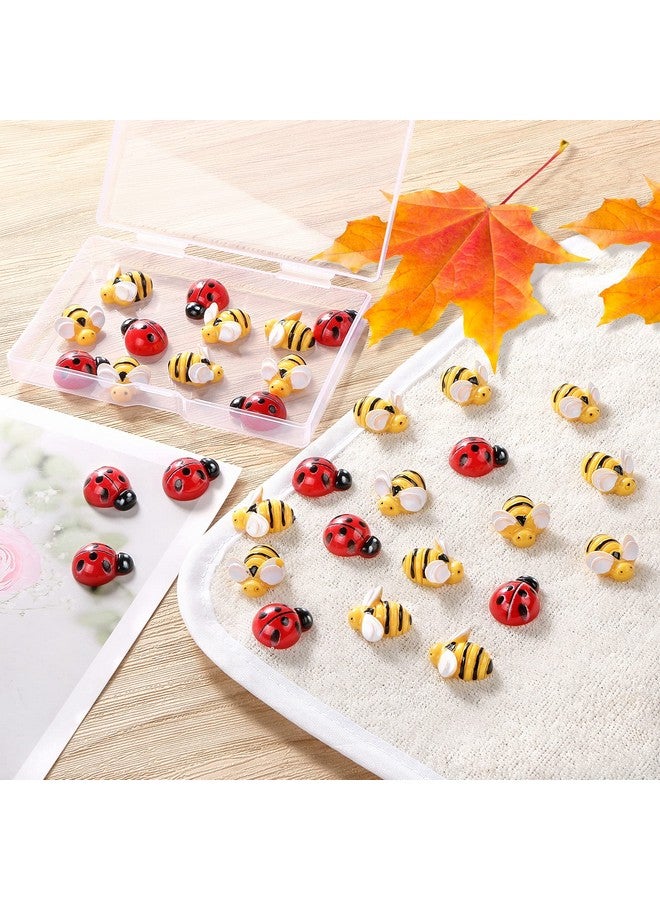 ميكيميكي 60 قطعة من نحل الراتينج الصغيرة لتزيين الدعسوقة، بما في ذلك 30 قطعة من زينة النحل الطنان، 30 قطعة من زينة الدعسوقة المصنوعة من الراتينج مع صندوق تخزين لتزيين حفلات إكليل الزهور المصنوعة يدويًا، 0.98 بوصة، 0.74 بوصة - Image 5