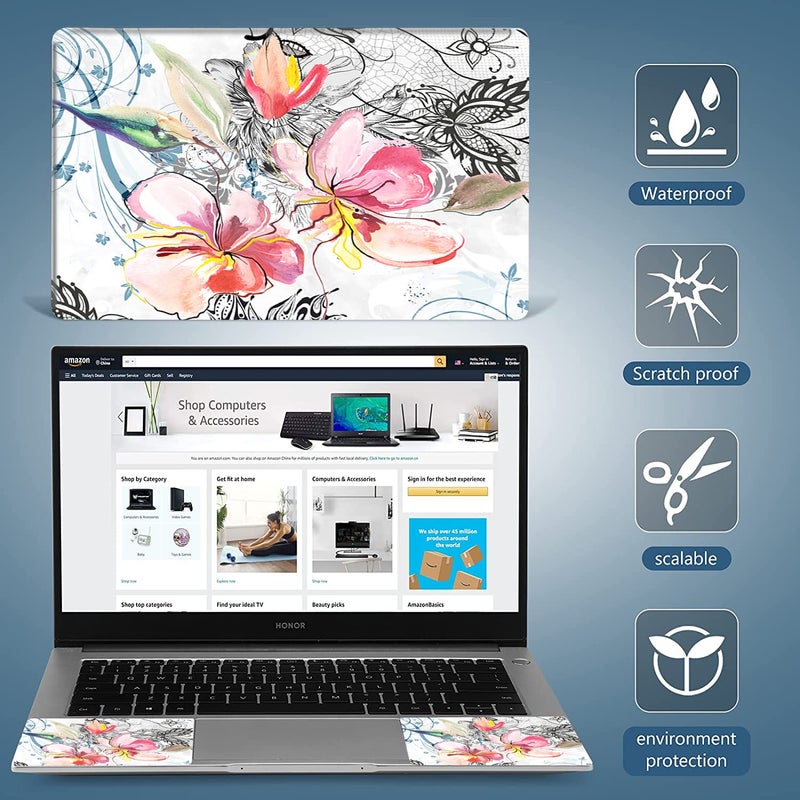 AORTDES Laptop Skin Sticker Decal 15-15.6 Inches, Universal Reusable Vinyl Sticker for 12.1 13 13.3 14 15.4 Inches Netbook/Notebook PC, Waterproof & Scratch-Resistant (Gorgeous Flowers) - Image 5