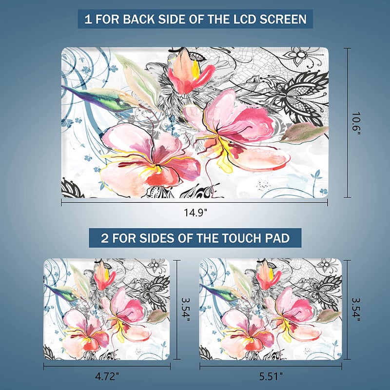 AORTDES Laptop Skin Sticker Decal 15-15.6 Inches, Universal Reusable Vinyl Sticker for 12.1 13 13.3 14 15.4 Inches Netbook/Notebook PC, Waterproof & Scratch-Resistant (Gorgeous Flowers) - Image 3
