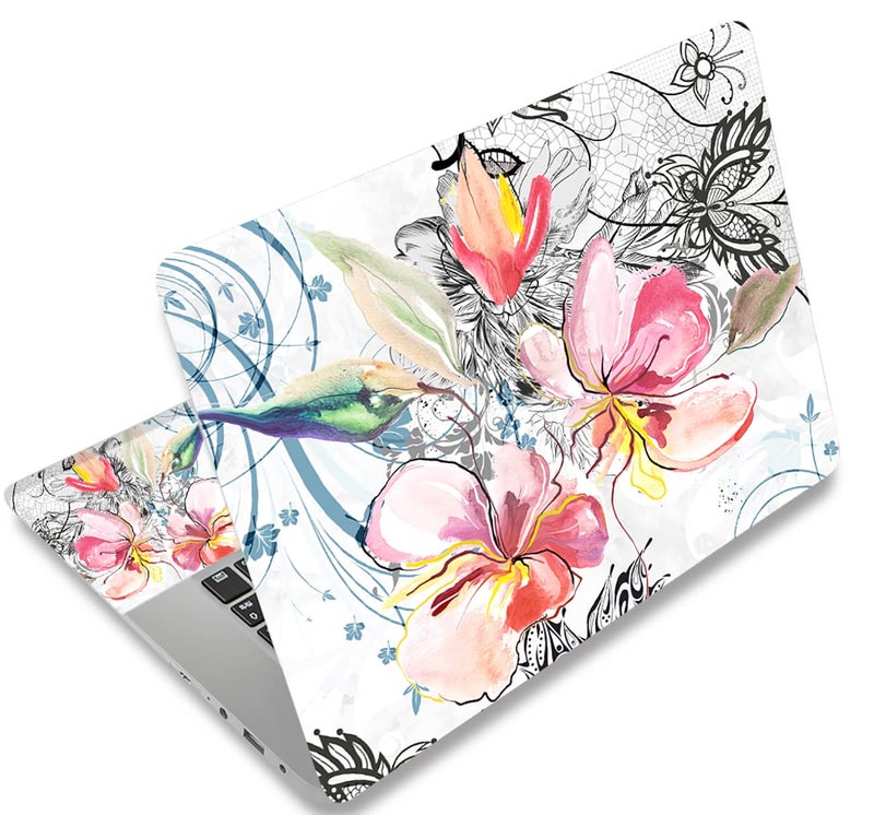 AORTDES Laptop Skin Sticker Decal 15-15.6 Inches, Universal Reusable Vinyl Sticker for 12.1 13 13.3 14 15.4 Inches Netbook/Notebook PC, Waterproof & Scratch-Resistant (Gorgeous Flowers) - Image 1