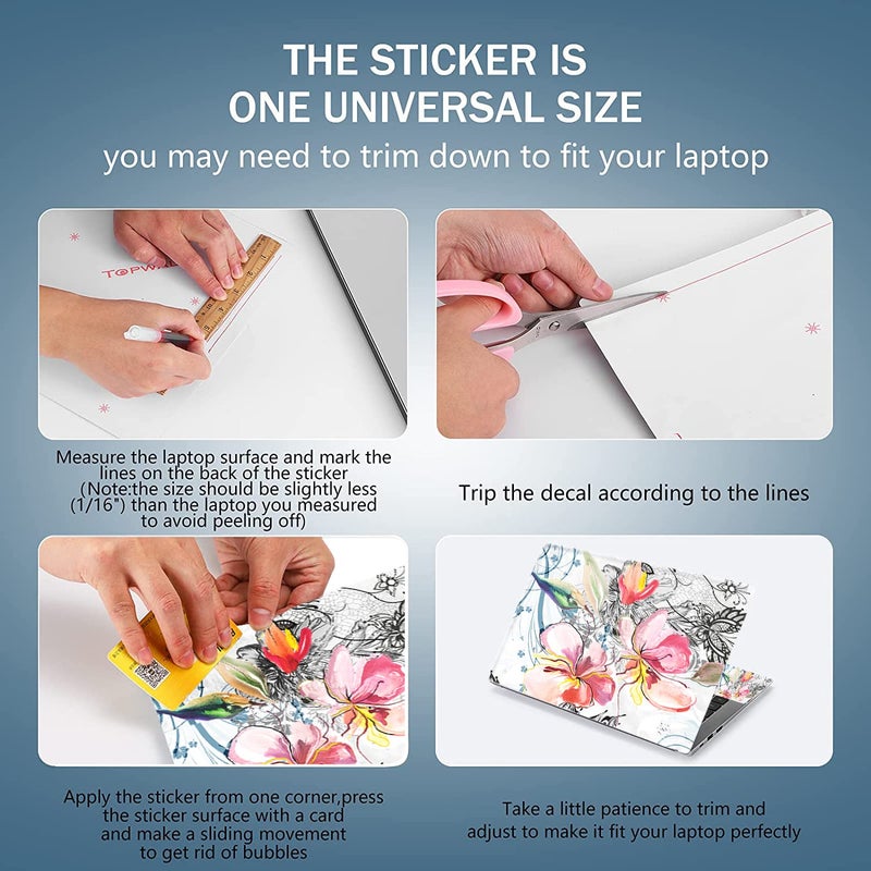 AORTDES Laptop Skin Sticker Decal 15-15.6 Inches, Universal Reusable Vinyl Sticker for 12.1 13 13.3 14 15.4 Inches Netbook/Notebook PC, Waterproof & Scratch-Resistant (Gorgeous Flowers) - Image 2