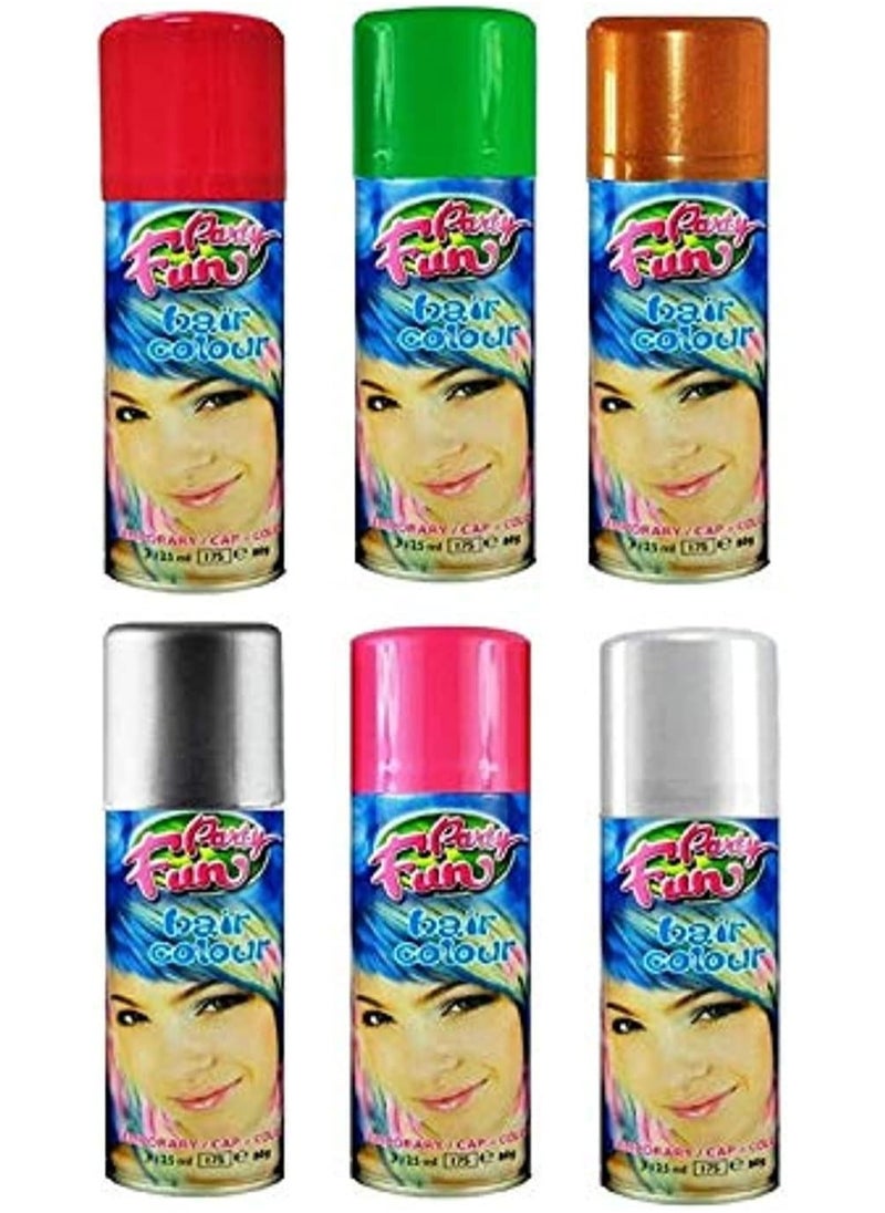 PARTY FUN - 6-Piece Colour Spray For Party Multicolour - Image 1