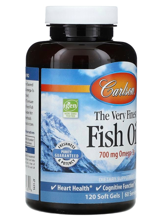 Carlson The Very Finest Fish Oil Natural Lemon 700 mg 120 Soft Gels (350 mg per Soft Gel) - Image 2