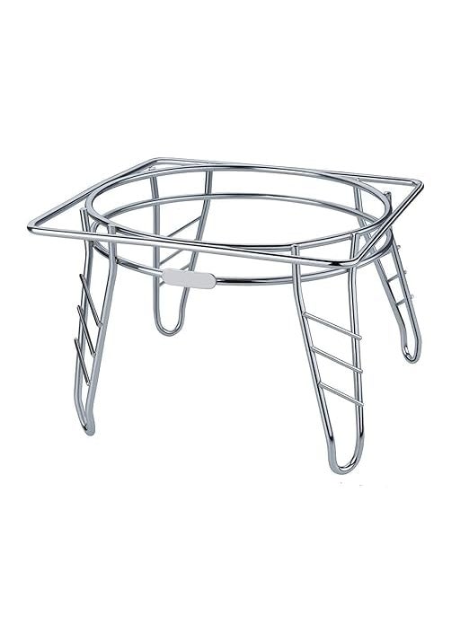 Generic HKJ HOUSE Matka Stand Stainless Steel Fancy Kitchen Rack Chrome Plated Plant Pot and Water PotMatka Stand Silver Deluxe  - Image 1