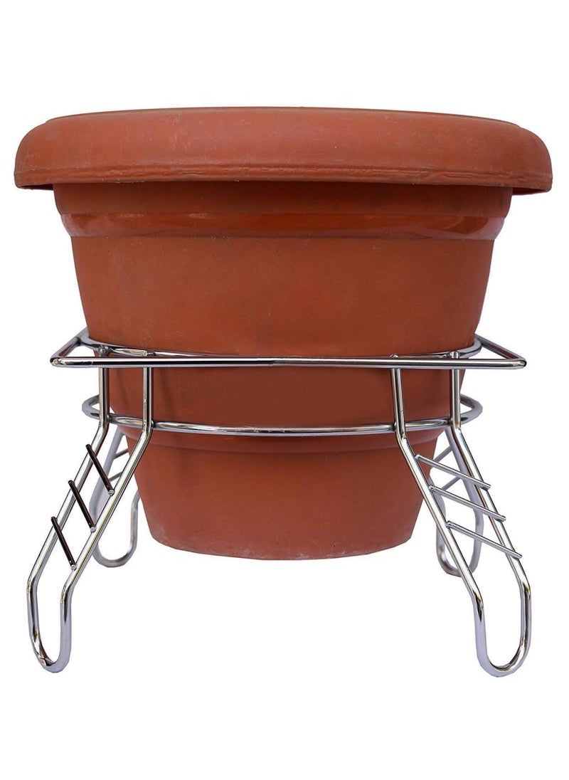 Generic HKJ HOUSE Matka Stand Stainless Steel Fancy Kitchen Rack Chrome Plated Plant Pot and Water PotMatka Stand Silver Deluxe  - Image 4