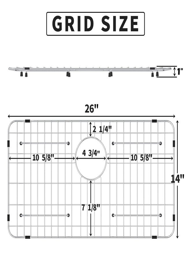 Fritoing Stainless Steel Sink Grid and Protectors for Bottom of Kitchen Sink, 26" x 14" with Rear Drain for Single Sink Bowl,sink protectors for kitchen sink stainless steel - Image 2