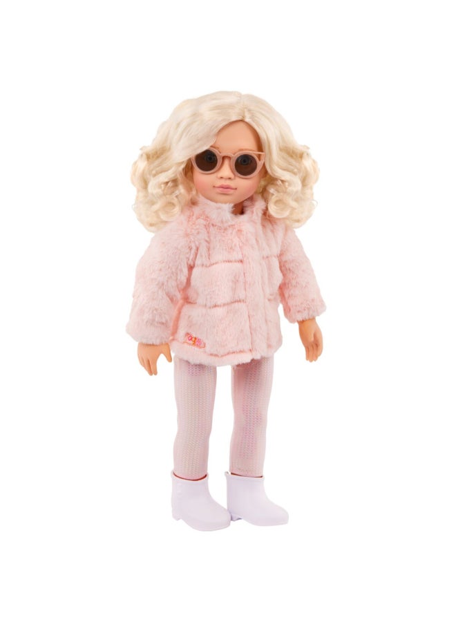 Our Generation Ava Fashionable and Fun Doll in Faux-Fur Coat Pink and Beige 18 Inch BOGBD31515Z - Image 2