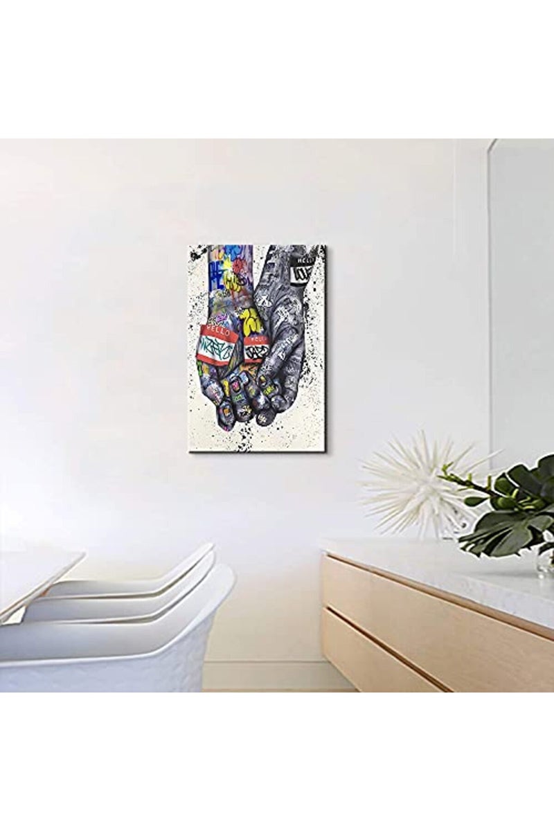 Mistyefly Graffiti Wall Art Gesture Pop Art Wall Decor Colorful Wall Decor Street Art Graffiti Canvas Wall Art Graffiti Poster Framed Graffiti Wall Decor for Bedroom Decor (16''Hx24''W) - Image 5