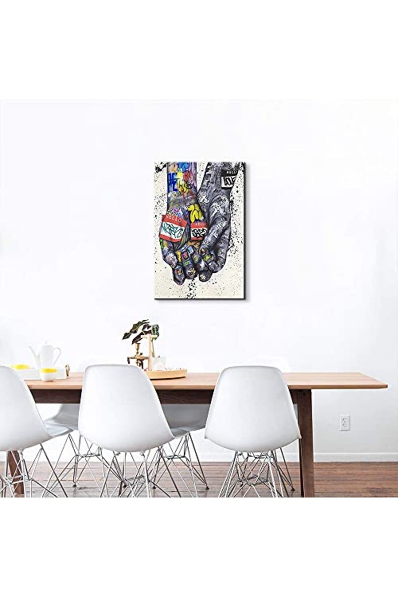 Mistyefly Graffiti Wall Art Gesture Pop Art Wall Decor Colorful Wall Decor Street Art Graffiti Canvas Wall Art Graffiti Poster Framed Graffiti Wall Decor for Bedroom Decor (16''Hx24''W) - Image 4