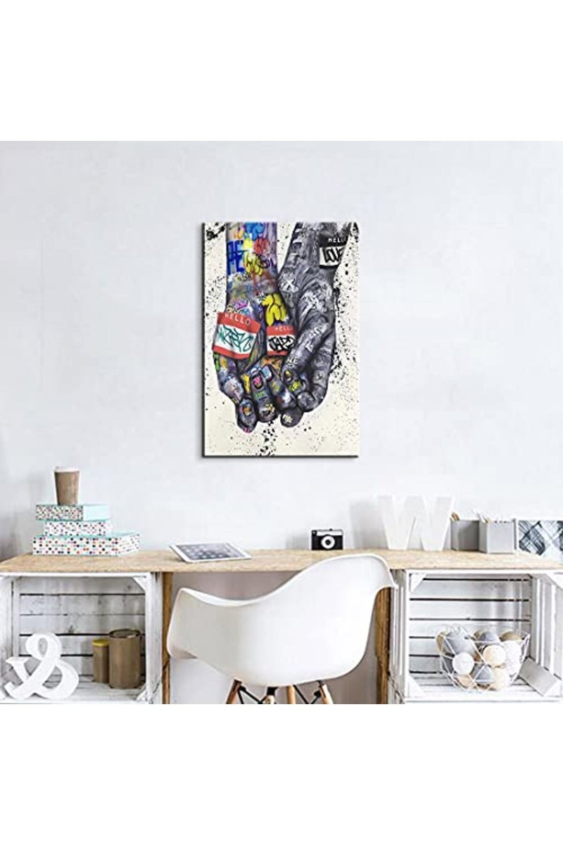 Mistyefly Graffiti Wall Art Gesture Pop Art Wall Decor Colorful Wall Decor Street Art Graffiti Canvas Wall Art Graffiti Poster Framed Graffiti Wall Decor for Bedroom Decor (16''Hx24''W) - Image 3
