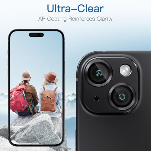Uniwit [2 Pack Camera Lens Protector for iPhone 14/14 Plus,9H Tempered Glass,Aviation Aluminum Plate Cover,Night Circle,No Bubble,HD Clarity,Case Friendly,Easy Installation-Black - Image 5