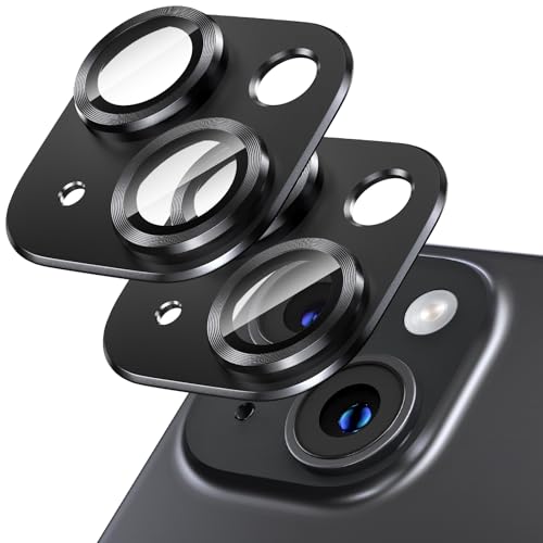 Uniwit [2 Pack Camera Lens Protector for iPhone 14/14 Plus,9H Tempered Glass,Aviation Aluminum Plate Cover,Night Circle,No Bubble,HD Clarity,Case Friendly,Easy Installation-Black - Image 1
