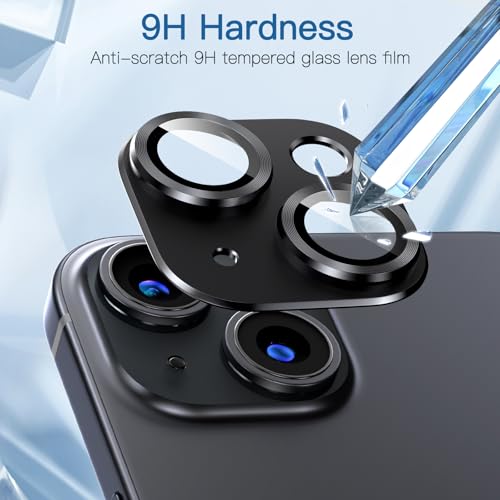 Uniwit [2 Pack Camera Lens Protector for iPhone 14/14 Plus,9H Tempered Glass,Aviation Aluminum Plate Cover,Night Circle,No Bubble,HD Clarity,Case Friendly,Easy Installation-Black - Image 4