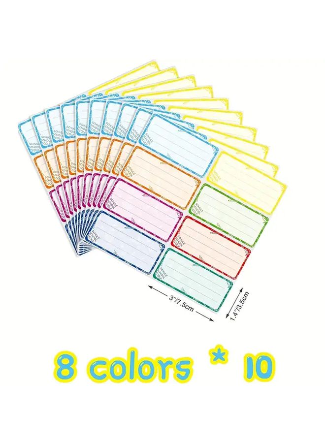 80 Self Adhesive Name Stickers Per 10 Sheets 8 Colors Handwritten Date Labels For School Supplies Book Spines Folders Water Bottles - Image 2
