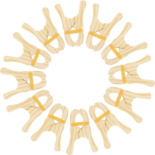 HSLCGF 12 Pcs Wooden Play ClipsMontessori Waldorf Fort Building KitSuitable for KindergartenHomeSchool for Develop Handson SkillsDevelop Imagination and CreativityWooden 12Pcs - Image 1