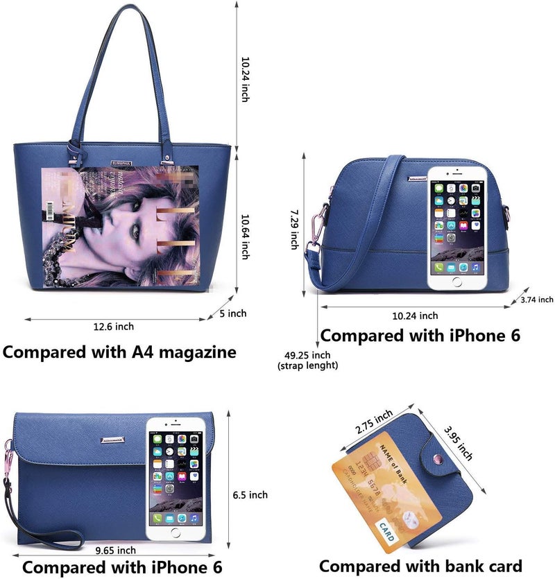 YTL Women Fashion Handbags Wallet Tote Bag Shoulder Bag Top Handle Satchel Purse Set 4pcs - Image 4