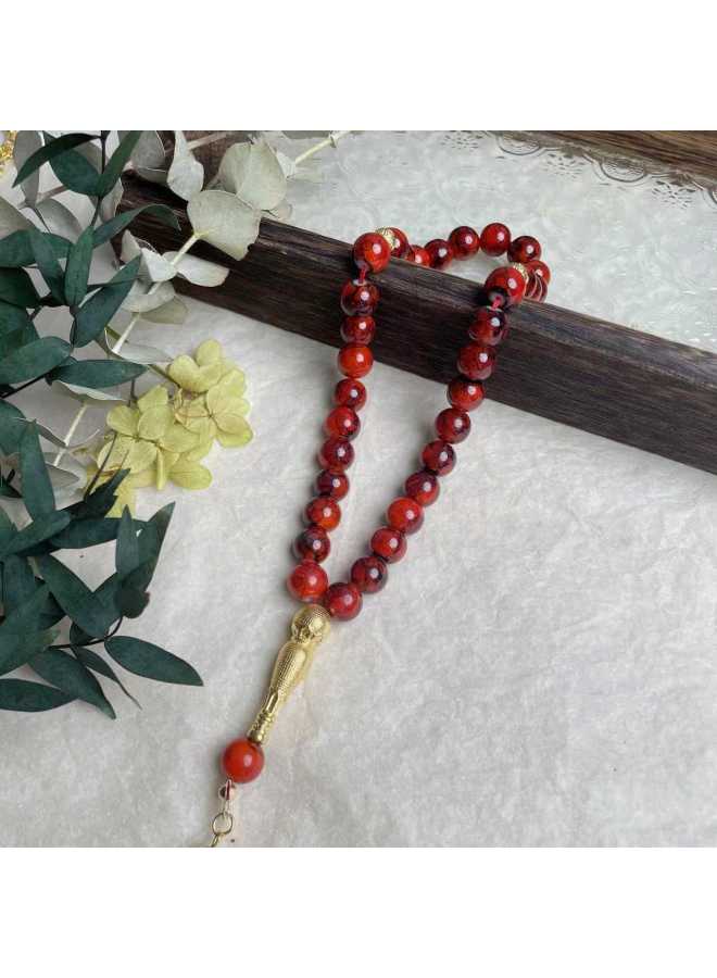 YIXIA Pieces 10mm Large Flower Bead Golden Tassel Glass Bracelet Muslim Daily Prayer Beads Worship Beads Tasbih - Image 1