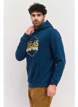 Threadbare Men Graphic Print Long Sleeves Hooded Sweatshirts, Teal Blue  - Image 2