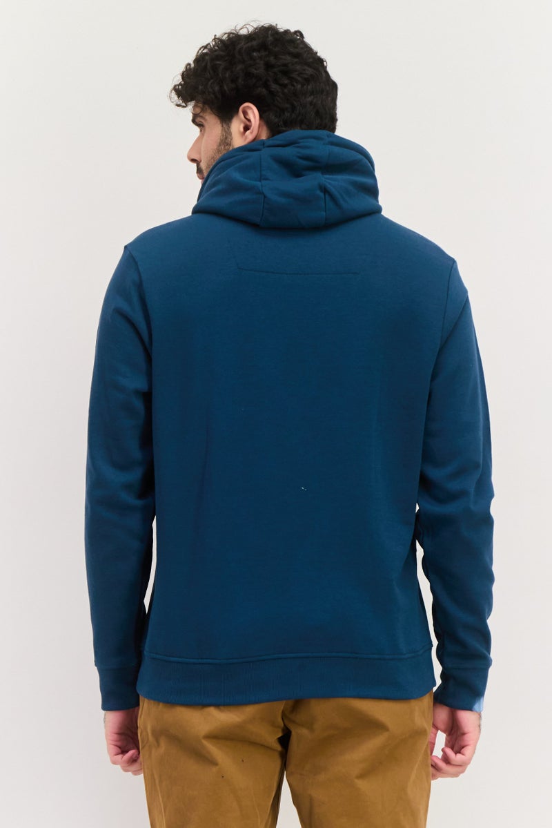 Threadbare Men Graphic Print Long Sleeves Hooded Sweatshirts, Teal Blue - Image 3