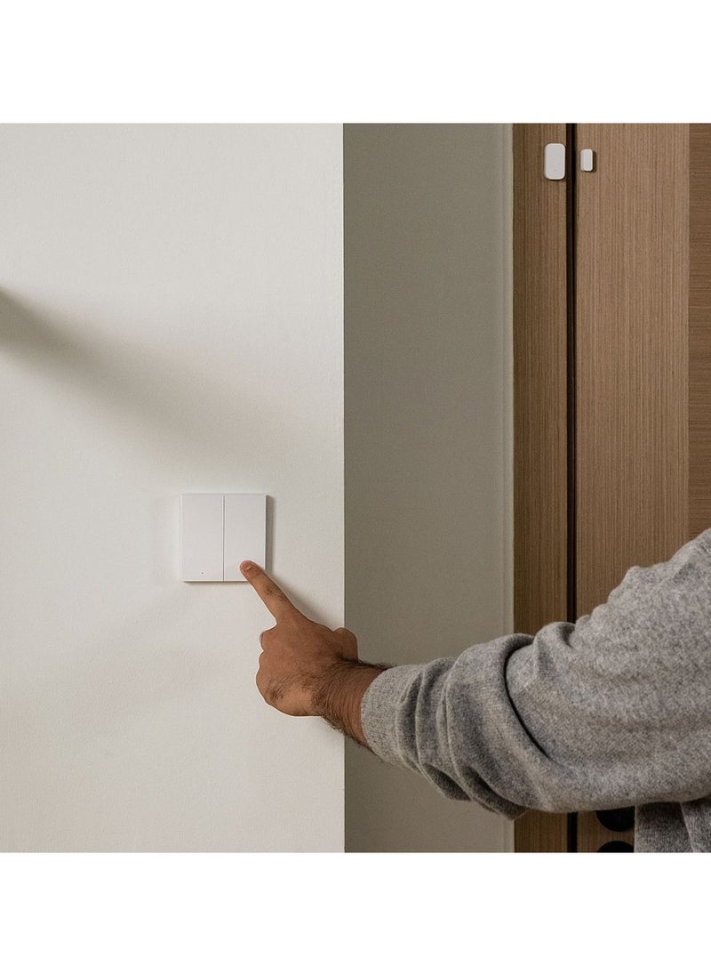 Aqara - Aqara H1 Smart Wall Switch Double Rocker Global version,Zigbee 3.0 Protocol, No Neutral, Round Wall Box Support -White - Image 1