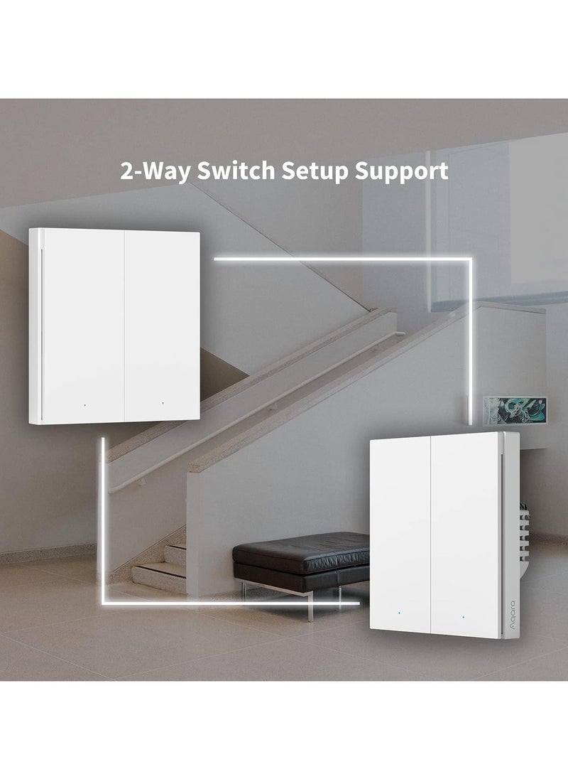 Aqara - Aqara H1 Smart Wall Switch Double Rocker Global version,Zigbee 3.0 Protocol, No Neutral, Round Wall Box Support -White - Image 1