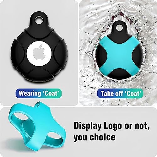 KACA IPX8 Waterproof Silicone Case Compatible with Apple AirTag - Full Protection, Keychain Included, Waterproof, Premium Food Grade Silicone, Scratch-Free, Safe for Kids and Pets [Black & Blue] - Image 2