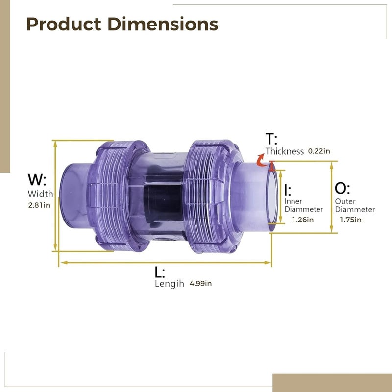 One-Way Check Valve with Dual O-Rings and Transparent Shell, Rpp Industrial Plumbing Non Return Flow Control Valve - Image 3