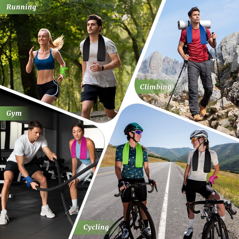 Nemlistey 4 Pack Cooling Towels, Soft Breathable Cooling Towels for Neck and Face, Microfiber Gym Towels for Men and Women with Waterproof Bag & Carabiner, Sweat Towel for Yoga, Golf, Hiking, Running - Image 2