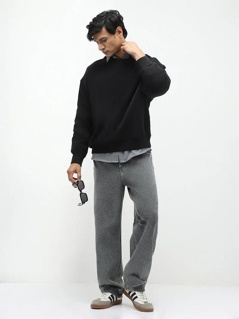 Urbano Fashion  Urbano Fashion Men's Light Grey Loose Baggy Fit Washed Jeans Non-Stretchable for Men | Best Price UAE