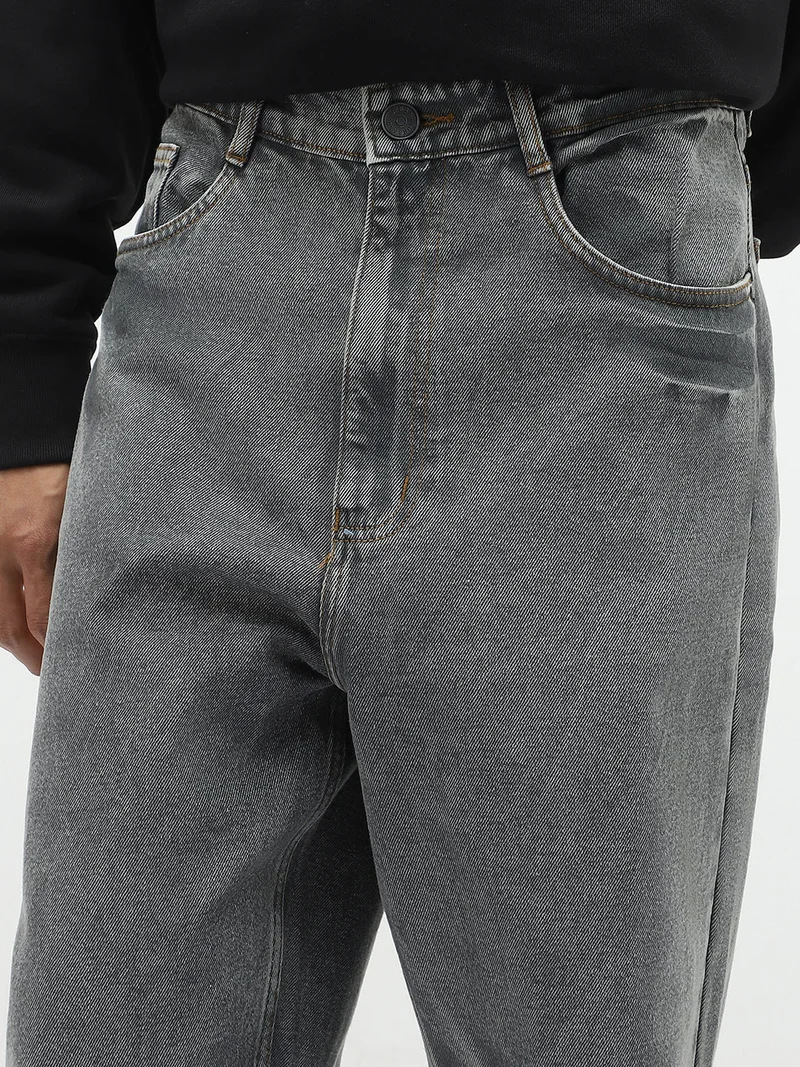 Urbano Fashion  Urbano Fashion Men's Light Grey Loose Baggy Fit Washed Jeans Non-Stretchable for Men | Best Price UAE