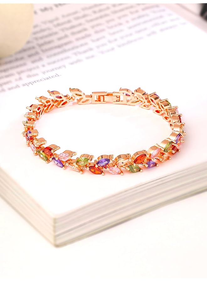 تشيميز أصفر سوار أوراق في تيارا مرصع بالزركونيا المكعب السويسري مطلي بالذهب عيار 18 قيراطًا مرصع بخيط ألماس للفتيات والنساء - Image 5