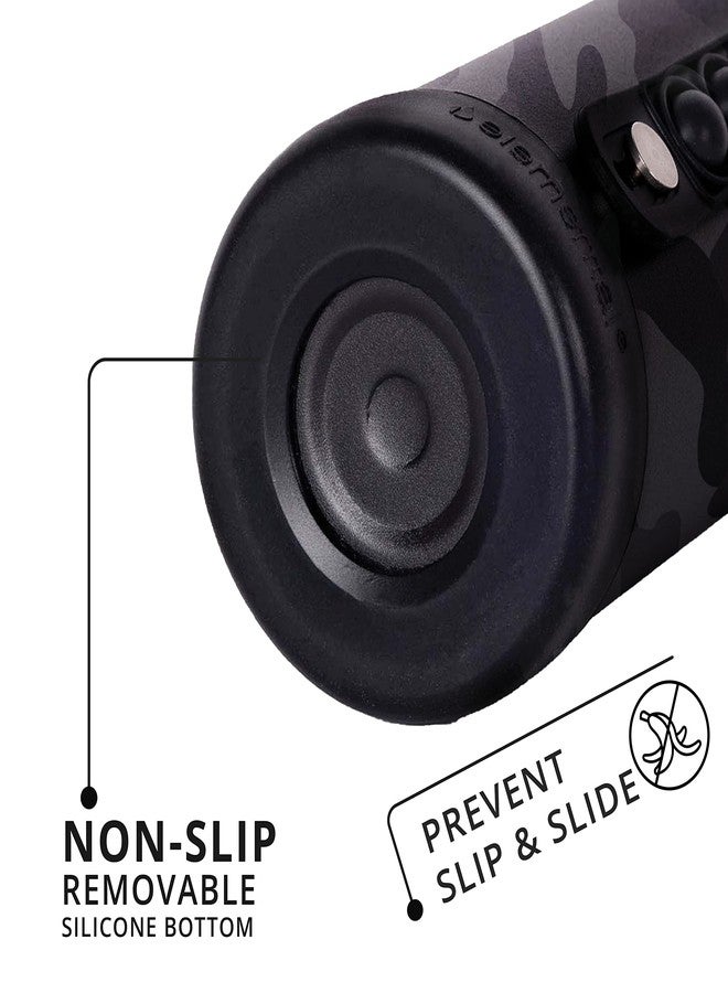 إليمنتال زجاجة مياه أطفال مميزة من إليمينتال، قابلة للتخصيص، مزودة بغطاء ماصة ومقبض قابل للطي لتخفيف التوتر، زجاجة مياه ثلاثية العزل مصنوعة من الفولاذ المقاوم للصدأ، مناسبة للبنات والأولاد، سعة 14 أونصة - لون أسود مموه - Image 3