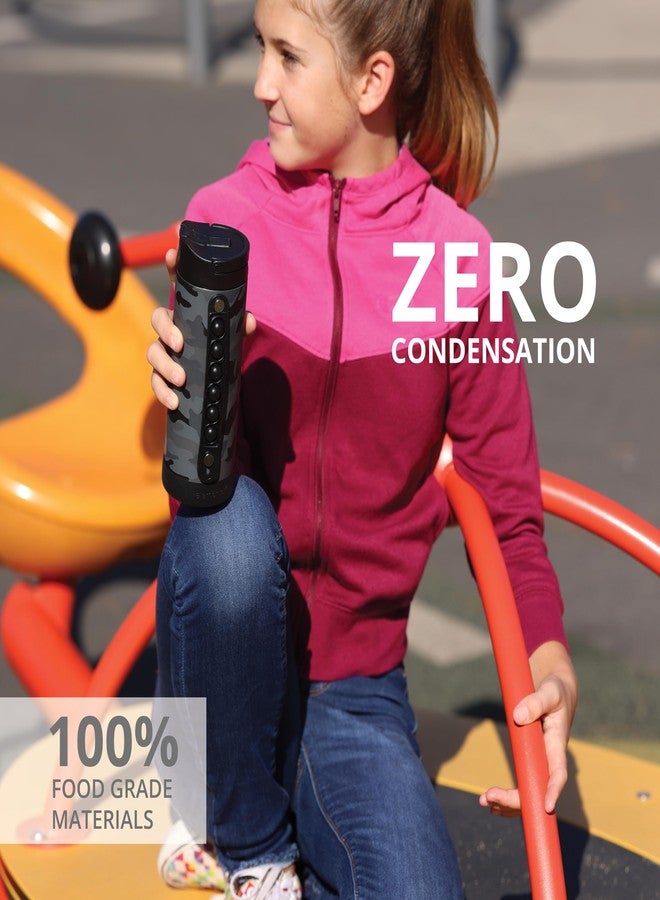 إليمنتال زجاجة مياه أطفال مميزة من إليمينتال، قابلة للتخصيص، مزودة بغطاء ماصة ومقبض قابل للطي لتخفيف التوتر، زجاجة مياه ثلاثية العزل مصنوعة من الفولاذ المقاوم للصدأ، مناسبة للبنات والأولاد، سعة 14 أونصة - لون أسود مموه - Image 5