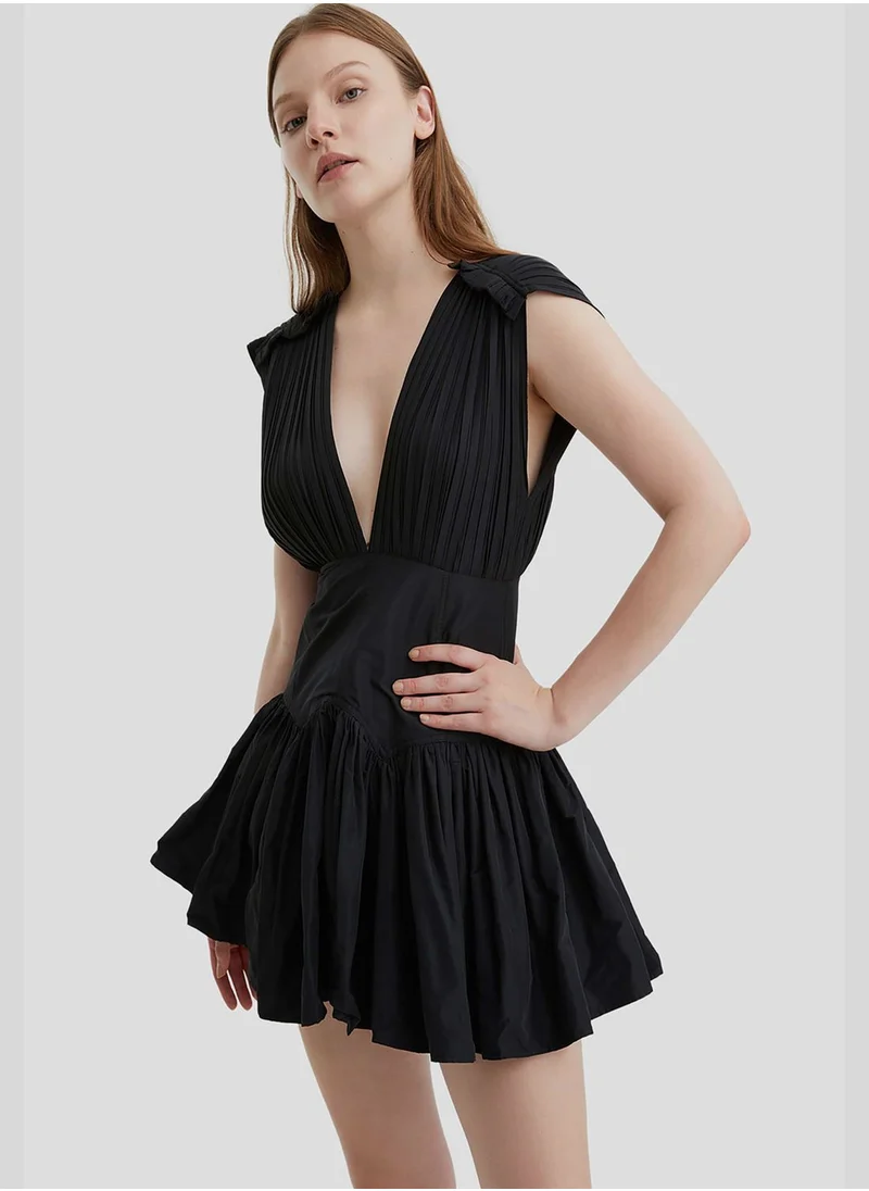 Nocturne Surplice Neck Pleated Dress