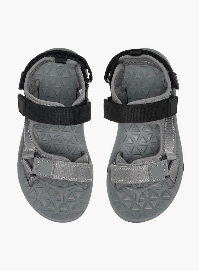 Mister Duchini Boys Solid Strap Sandals with Hook and Loop Closure