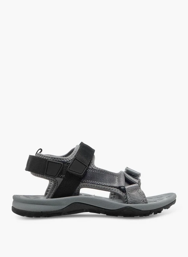 Mister Duchini Boys Solid Strap Sandals with Hook and Loop Closure
